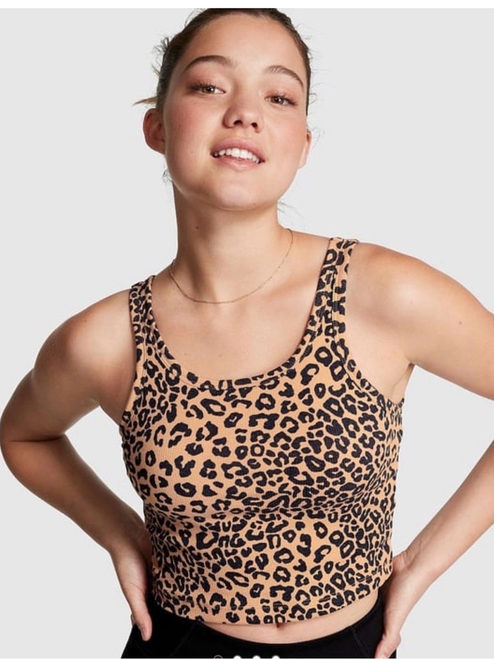PINK Victoria's Secret Leopard Print Crop Tank top shirt